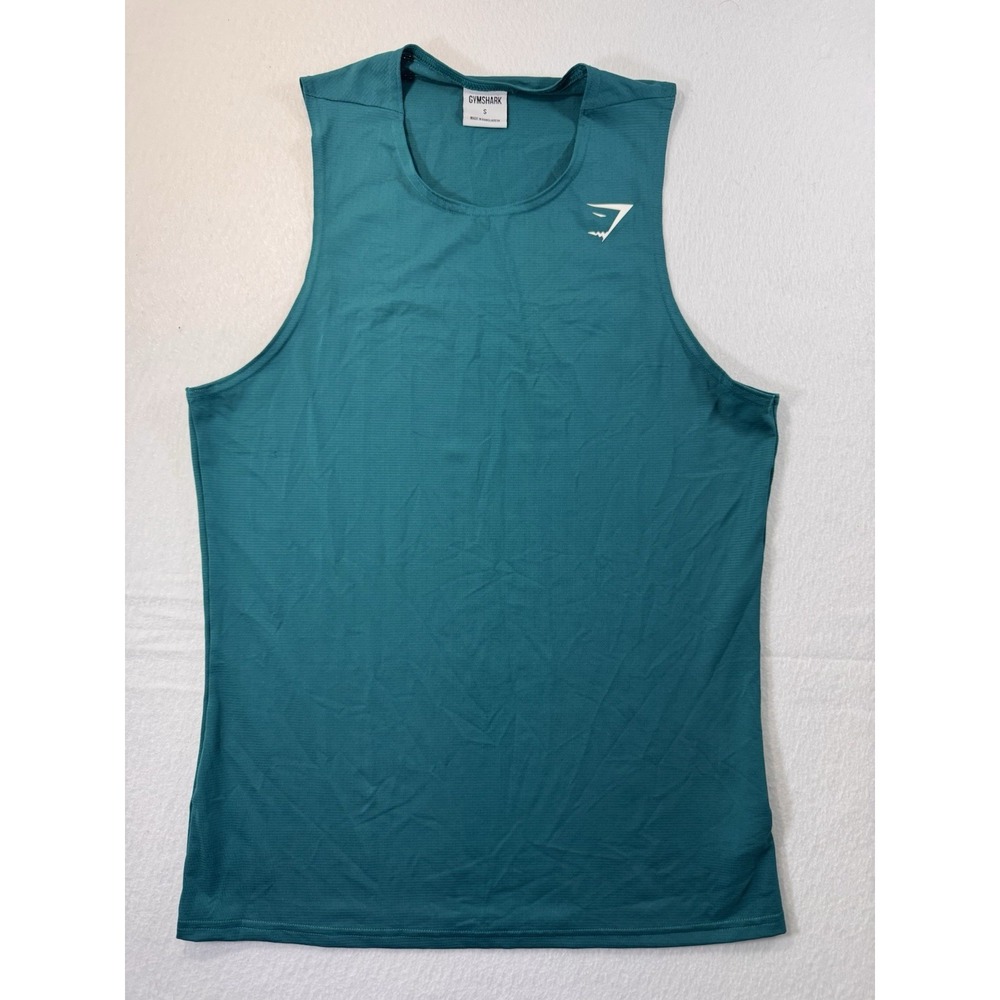 Gymshark Mens Tank Top Small Teal Performance Gym Active GMTK5357 EUC